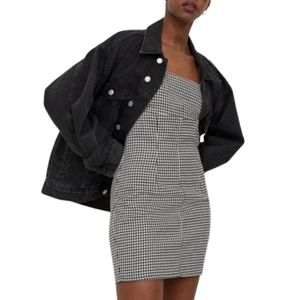 DIVIDED H&M Houndstooth Black and White Medium Sleeveless Dress NWT